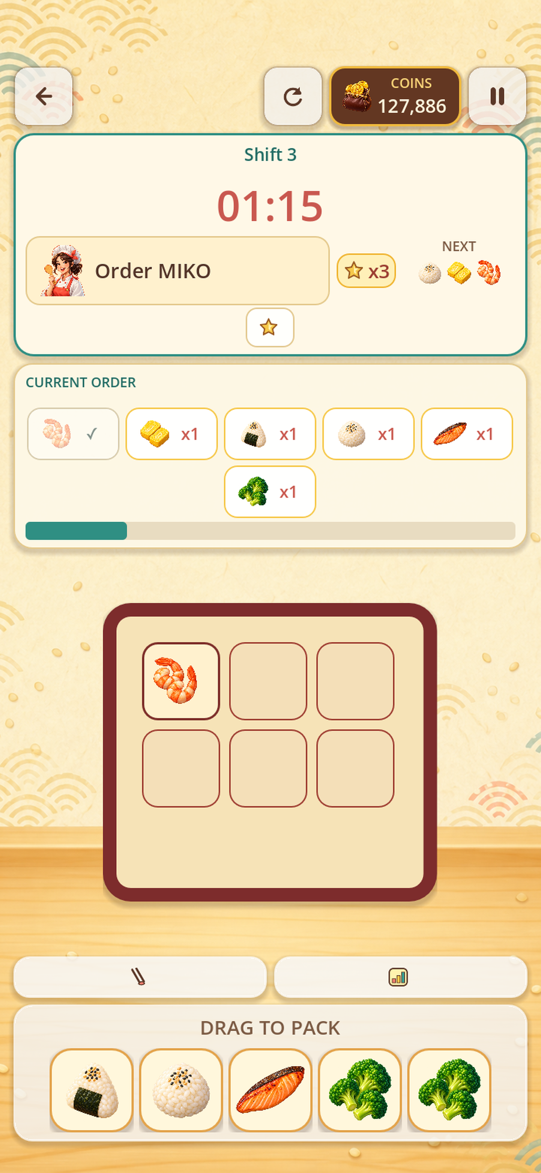 Build satisfying combos through accurate, mistake-free packing.