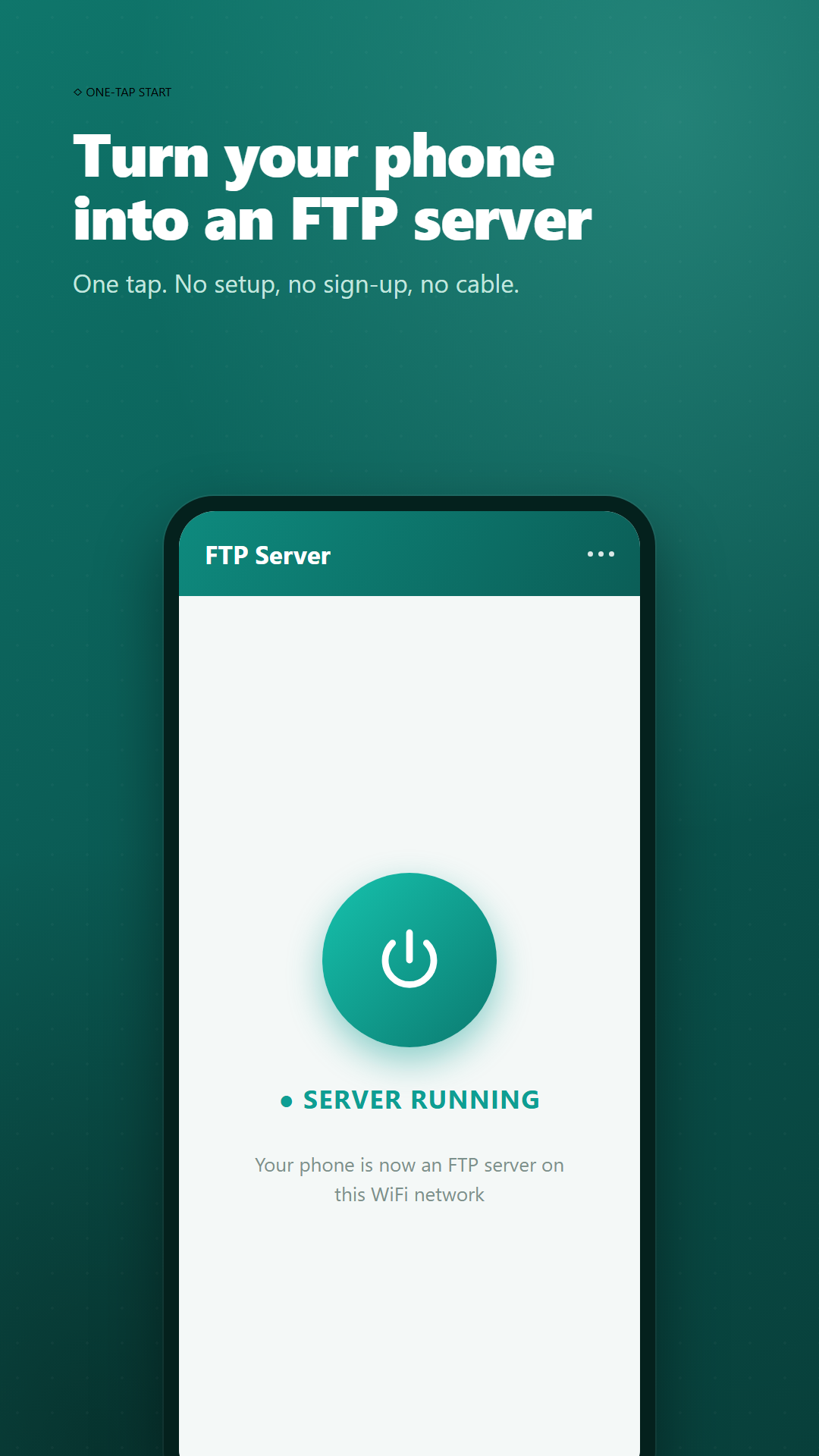 WiFi file transfer — no cable, no cloud
