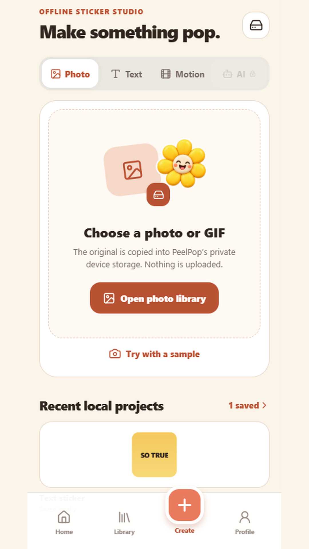 Create a sticker from a photo or GIF stored on the device.