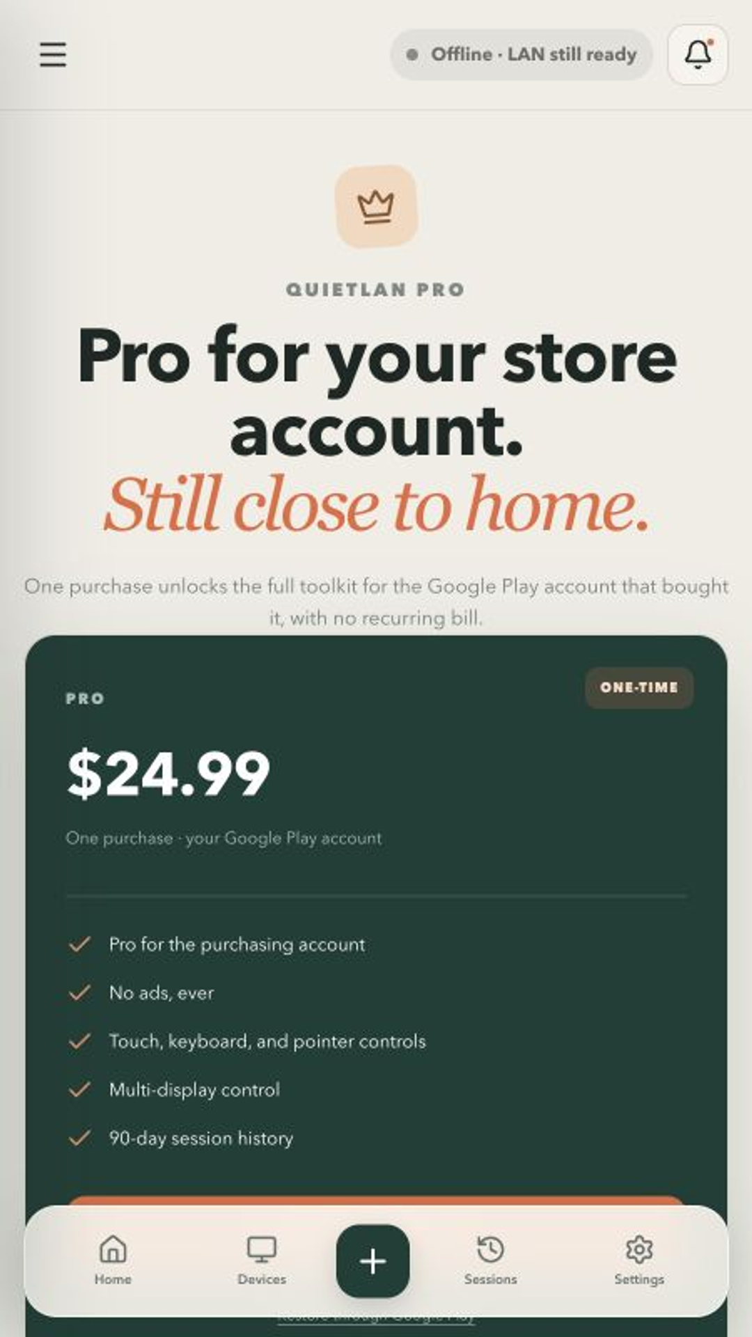 QuietLAN Pro 可移除廣告並解鎖 Pro 工具。